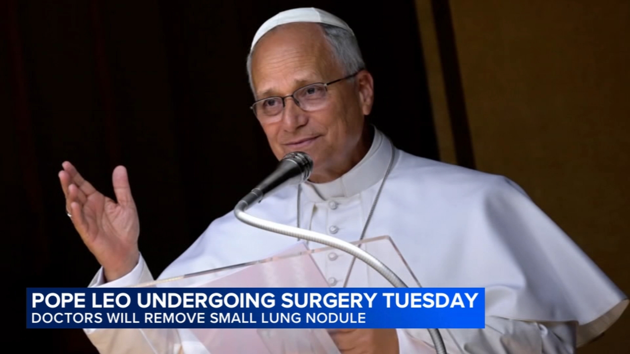 Pope Leo heads to hospital ahead of surgery to remove lung nodule

       — ABC 7 Bay Area
